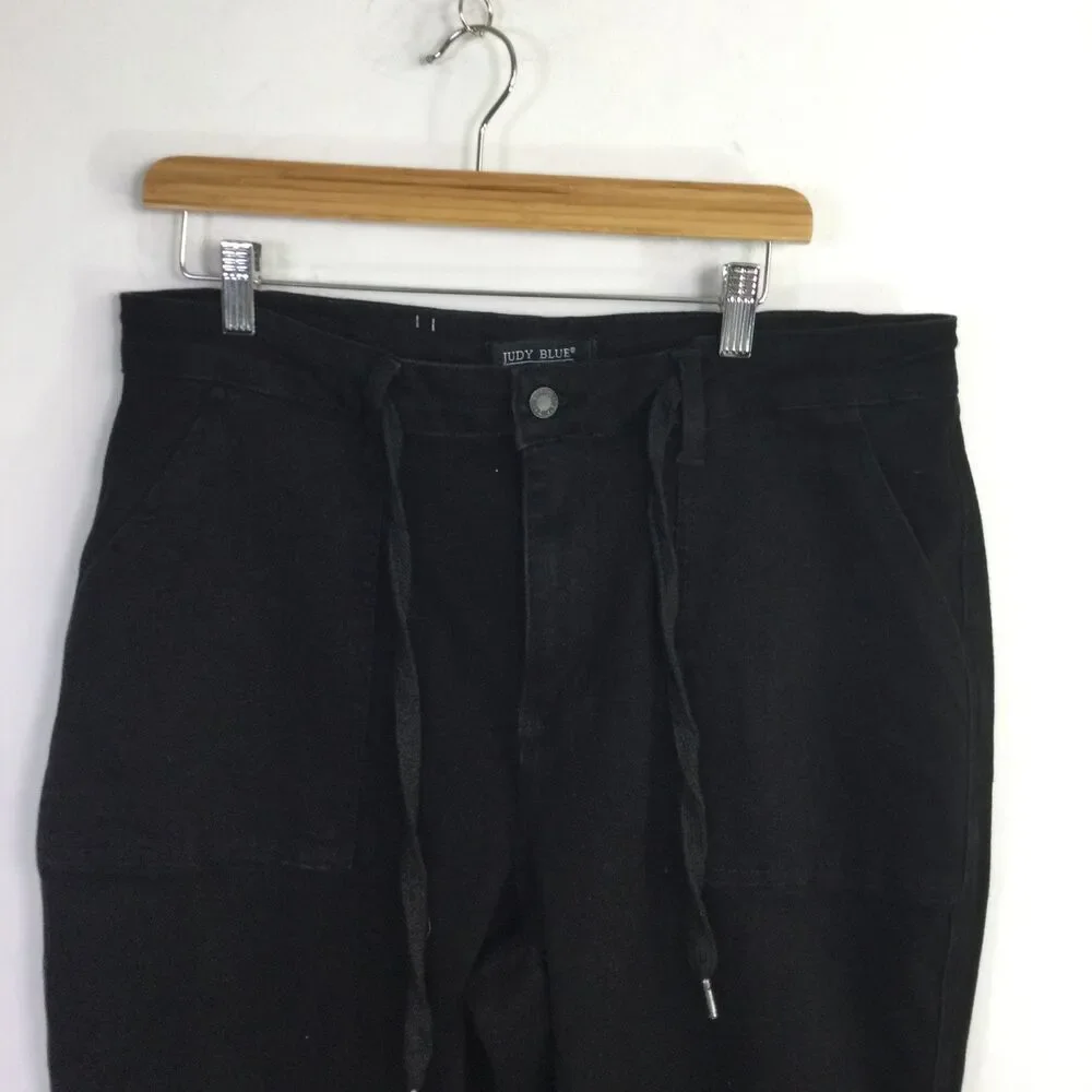 Judy Blue Womens Los Angeles Jogger Pants Skinny Drawstring Waist Black Size 16W - Picture 3 of 16